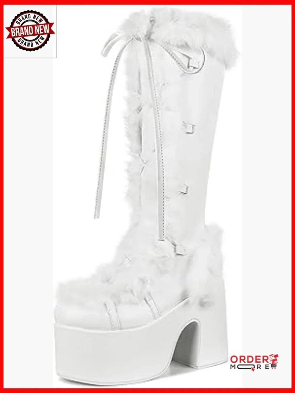 Women's Mid Calf Boots Lace Up Zip Chunky Heel Platform Winter Snow Boots